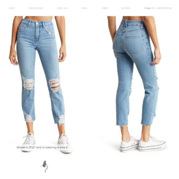 Good American Good Classic Distressed Straight High Rise Crop Jeans Size 18 NWT - Picture 3 of 16